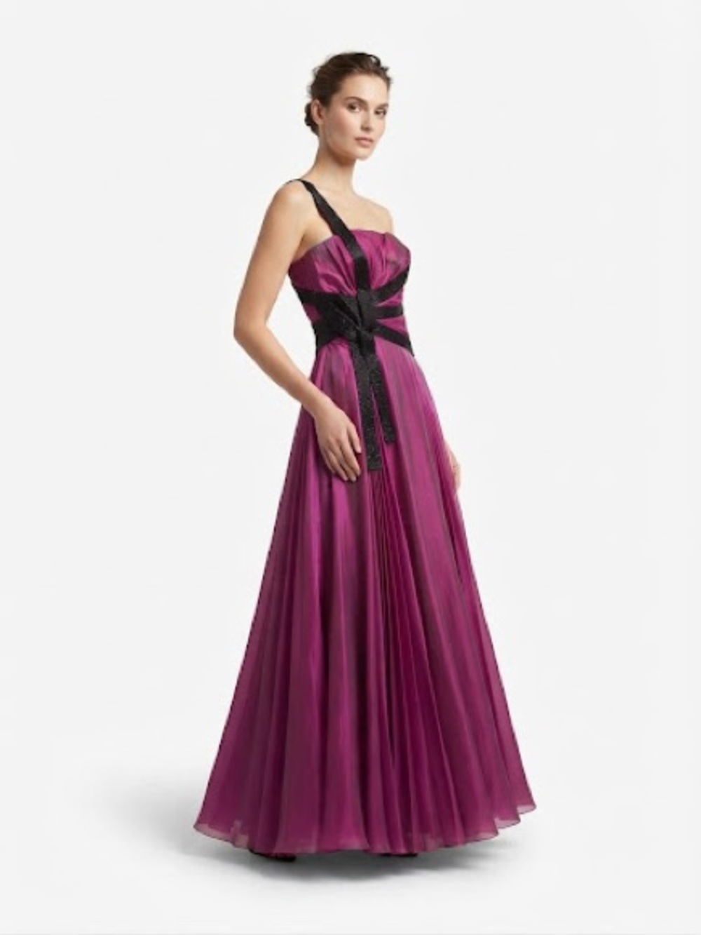 Roma High Class One-Shoulder Fuchsia Evening Gown 42